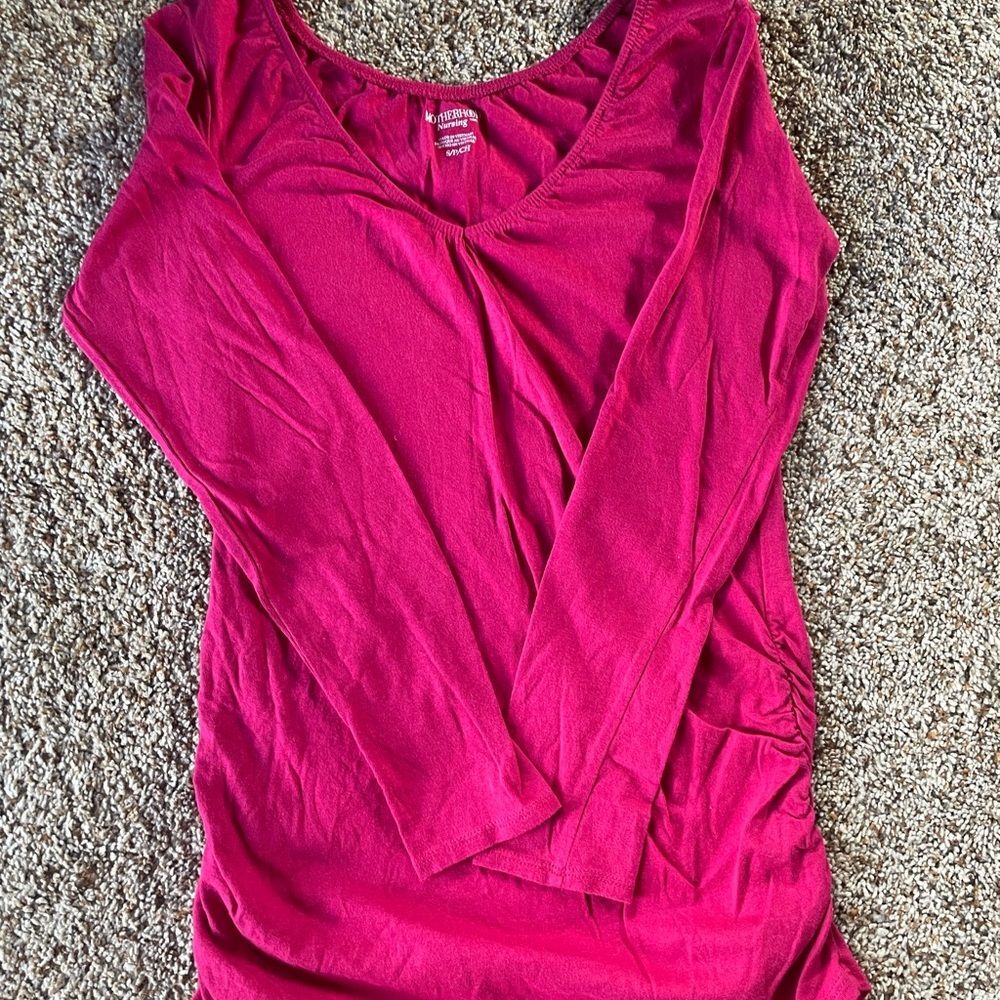 Motherhood Fuchsia Long Sleeve Maternity Top s p ch - Picture 8 of 9